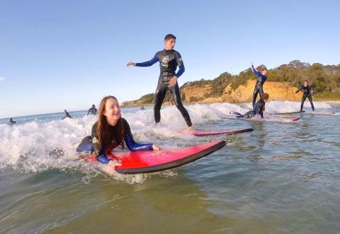 Group Surf Lesson at Pambula Beach